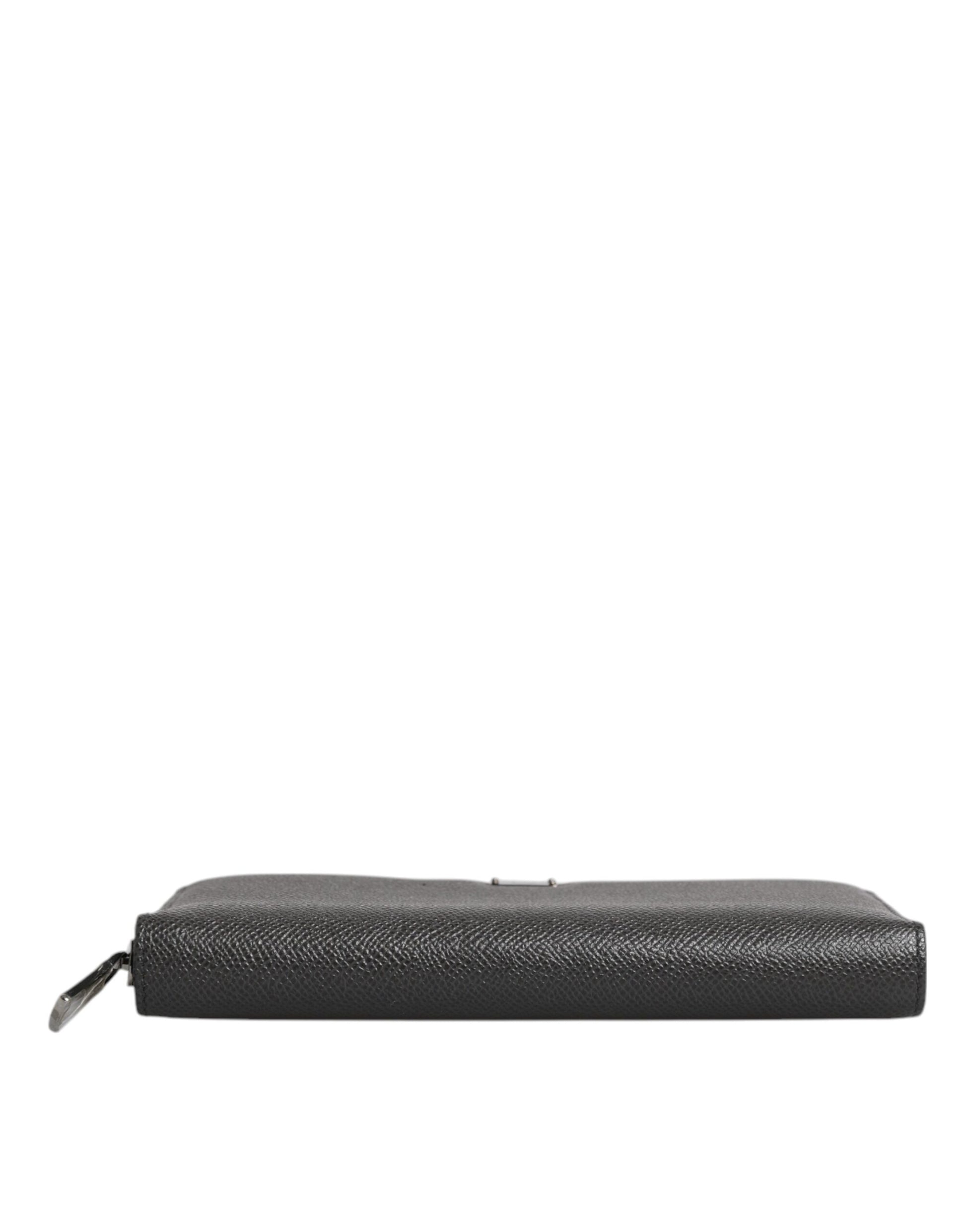 Cartera Continental con Cremallera y Logo DG de Piel Gris Oscuro