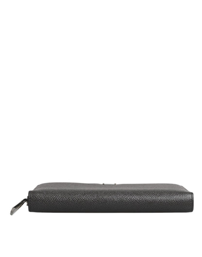 Cartera Continental con Cremallera y Logo DG de Piel Gris Oscuro