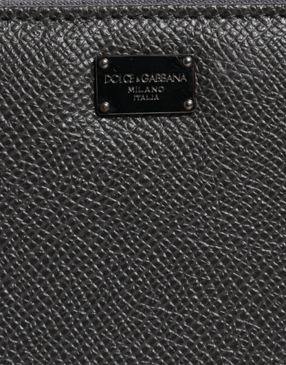 Cartera Continental con Cremallera y Logo DG de Piel Gris Oscuro