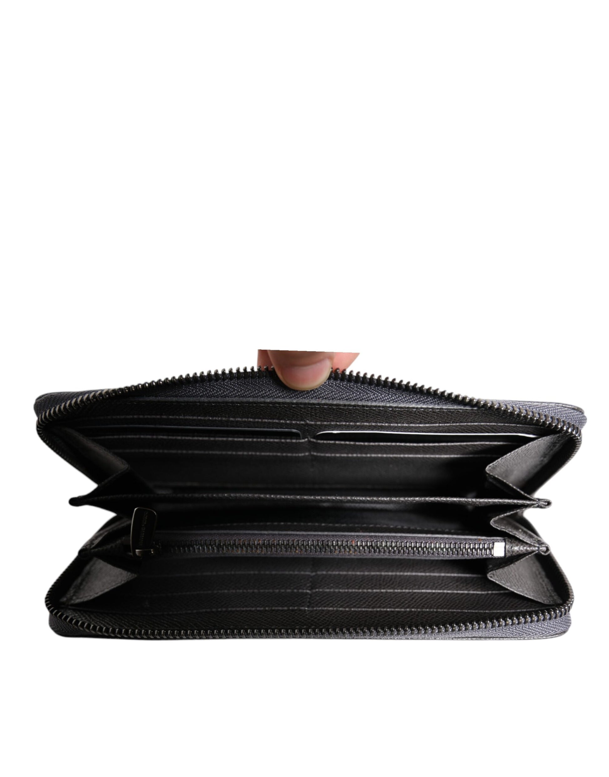 Cartera Continental con Cremallera y Logo DG de Piel Gris Oscuro