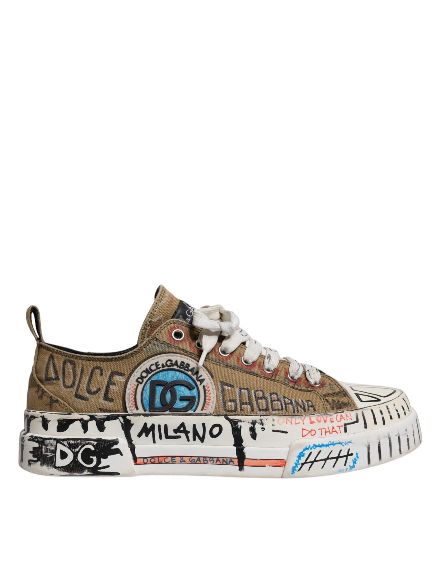 Brown Canvas Low Top Logo Print Sneakers Shoes