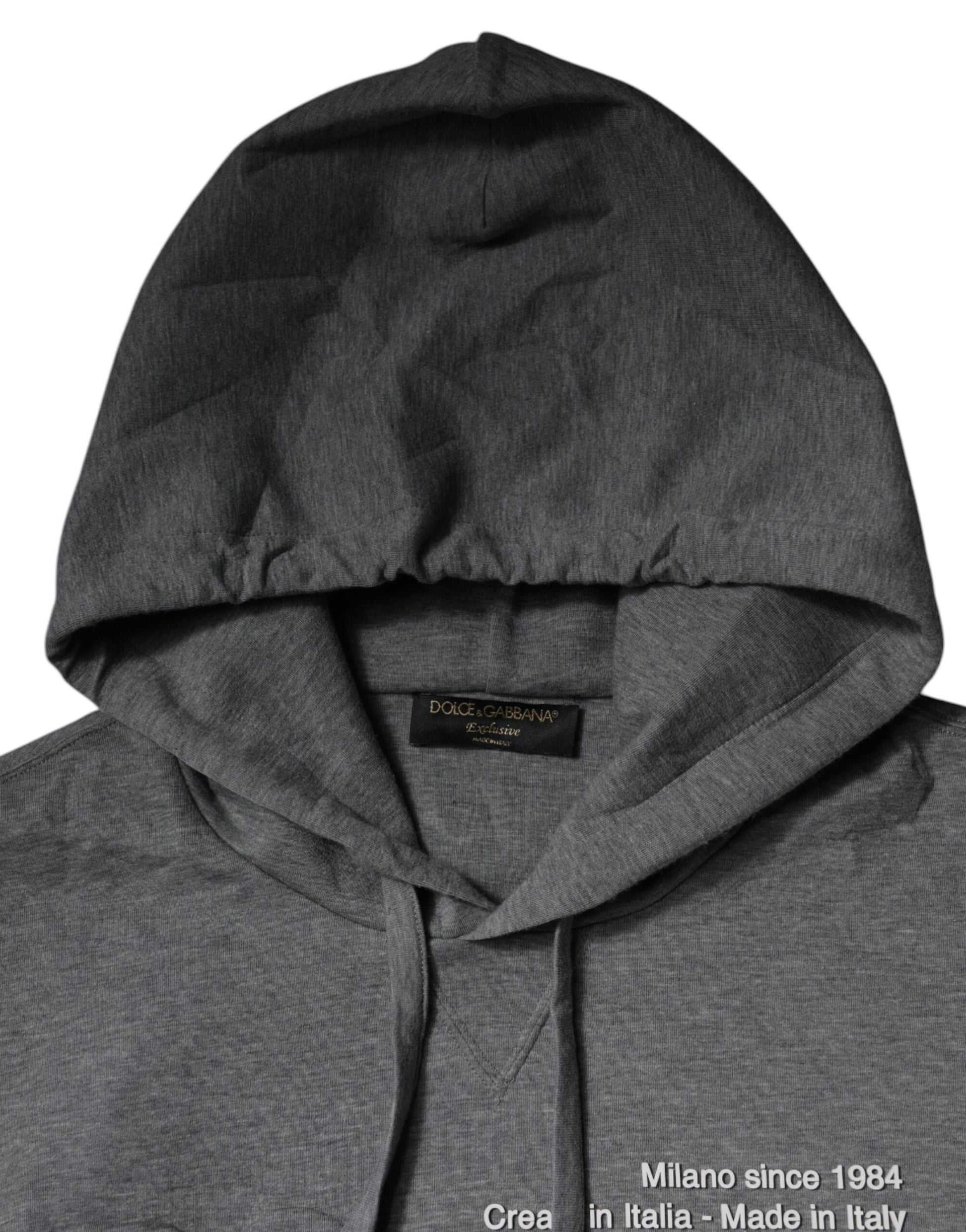 Gray Cotton Hooded Men Sweatshirt Sweater