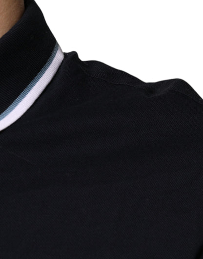 Polo negro con cuello y manga corta para hombre