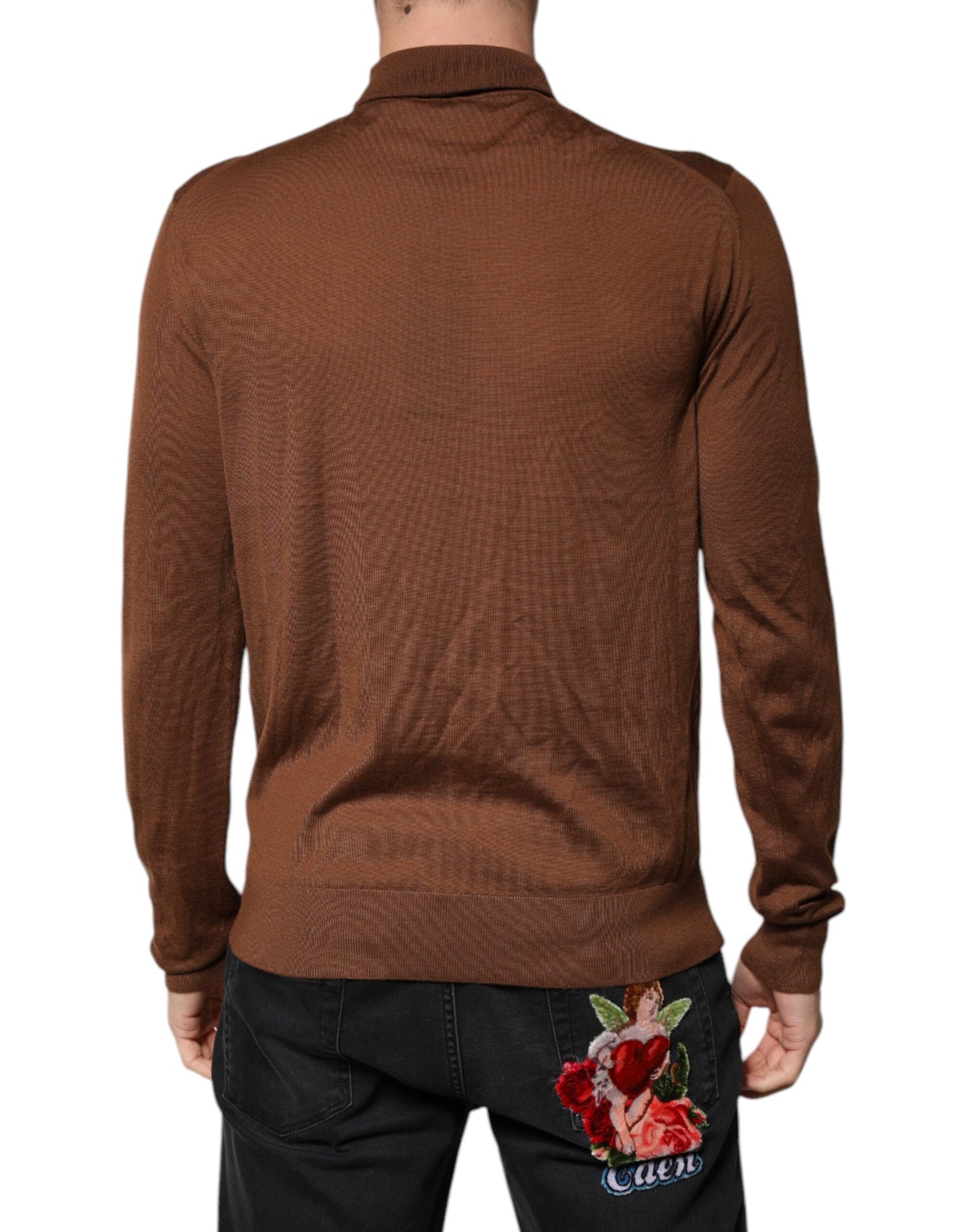 Brown Cashmere Turtleneck Pullover Sweater