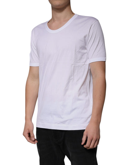 White Cotton Round Neck Short Sleeves T-shirt