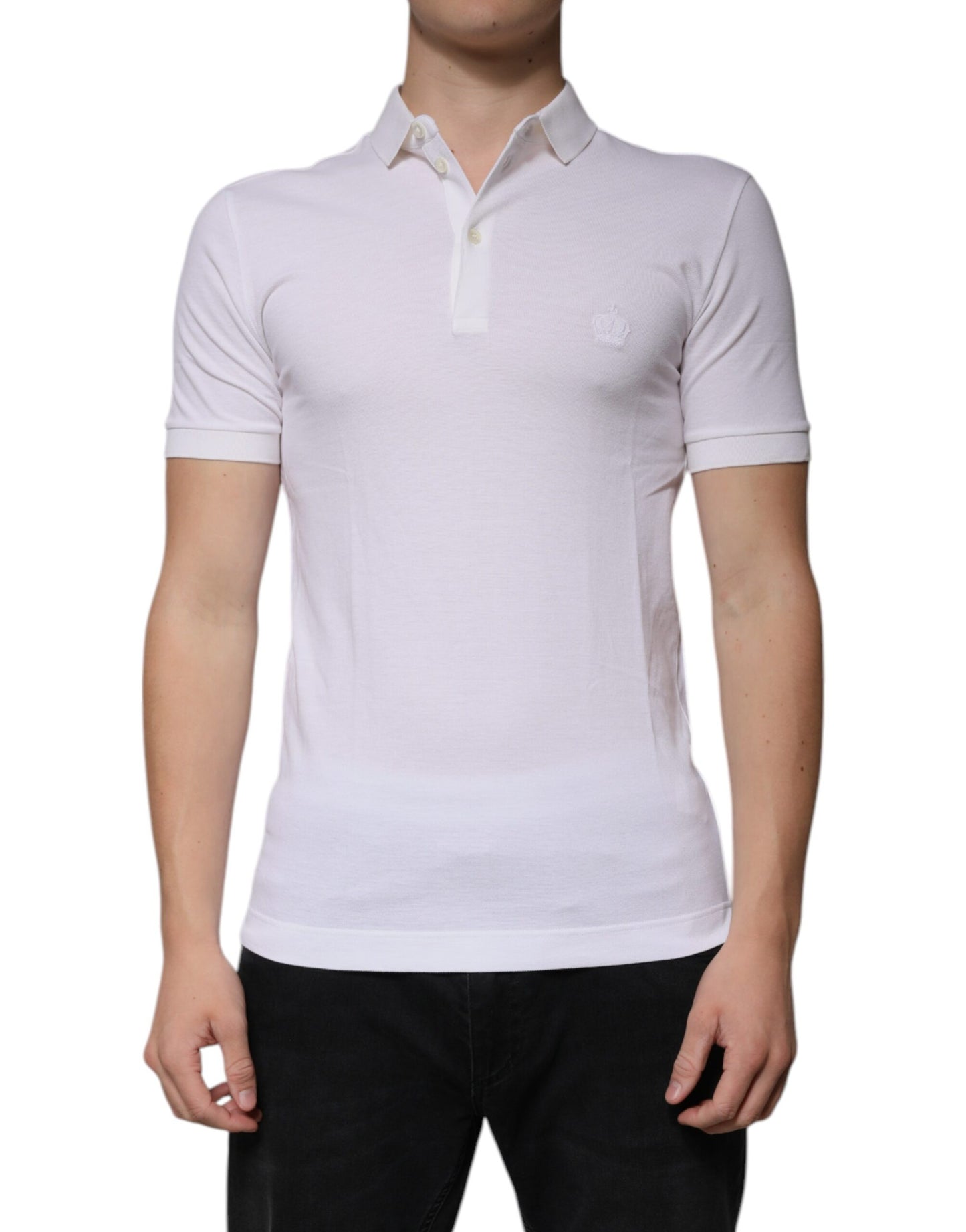 Polo blanco de manga corta con cuello para hombre