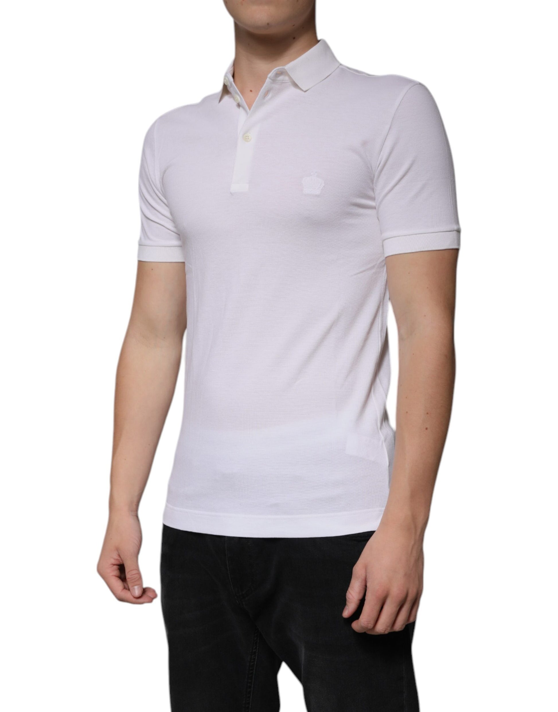 Polo blanco de manga corta con cuello para hombre