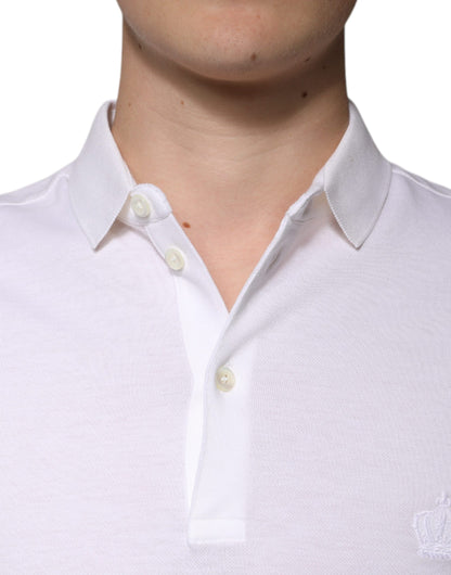 Polo blanco de manga corta con cuello para hombre