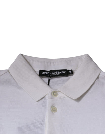 Polo blanco de manga corta con cuello para hombre