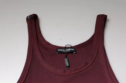 Maroon Cotton Sleeveless Round Neck Tank T-shirt