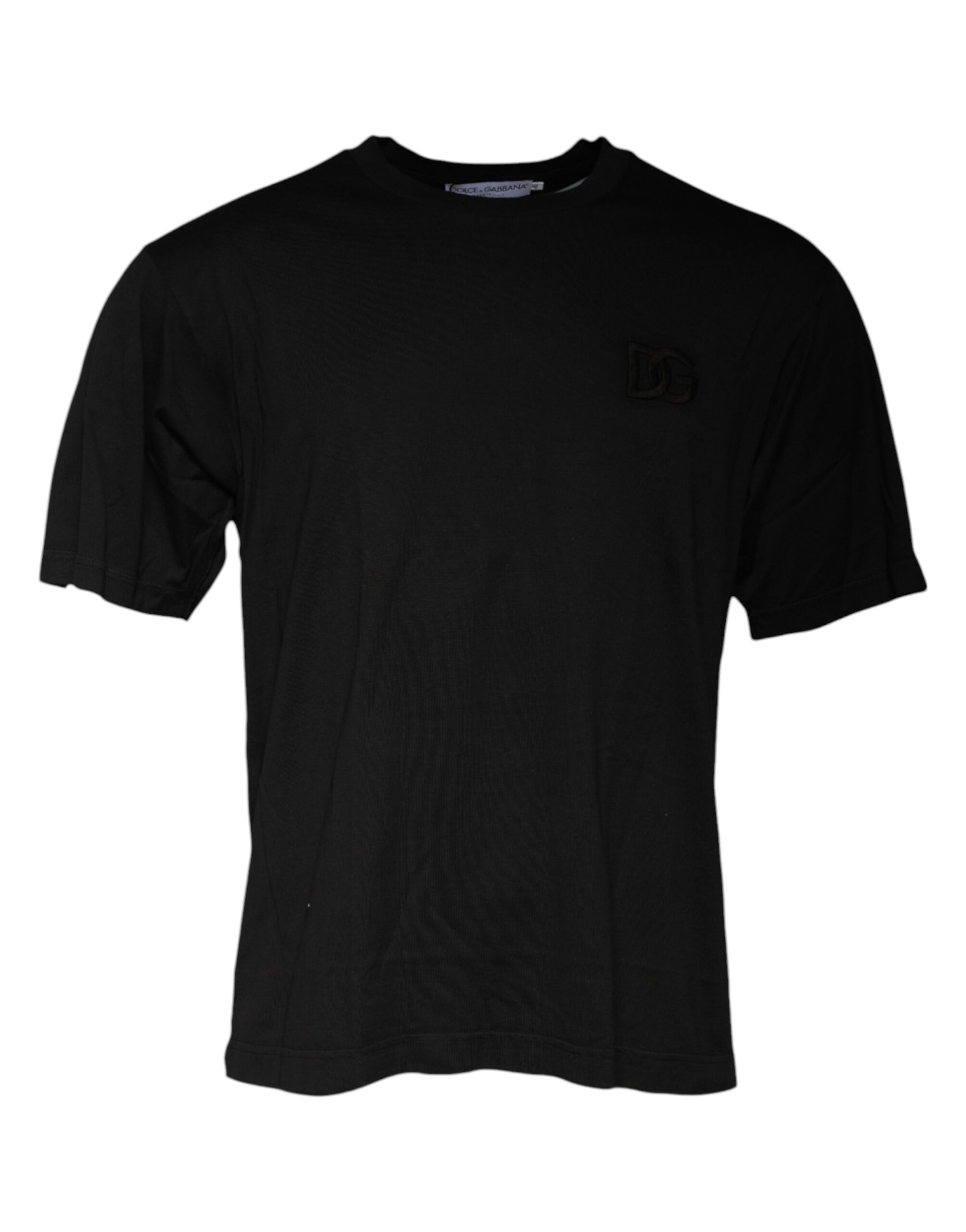 Black Cotton Crew Neck Short Sleeves T-shirt