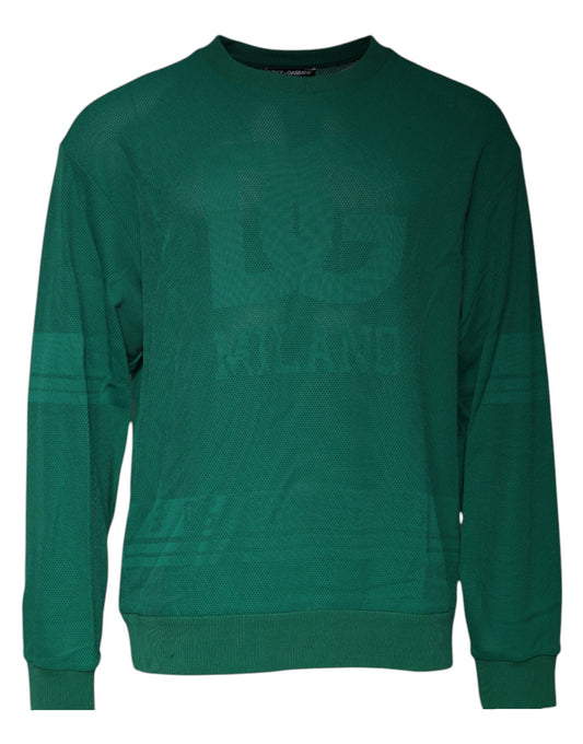 Green Logo Nylon Crew Neck Pullover Sweater