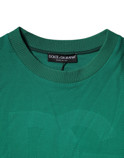 Green Logo Nylon Crew Neck Pullover Sweater