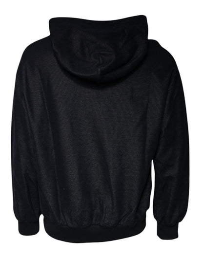 Black Cotton Hooded Men Sweatshirt Sweater