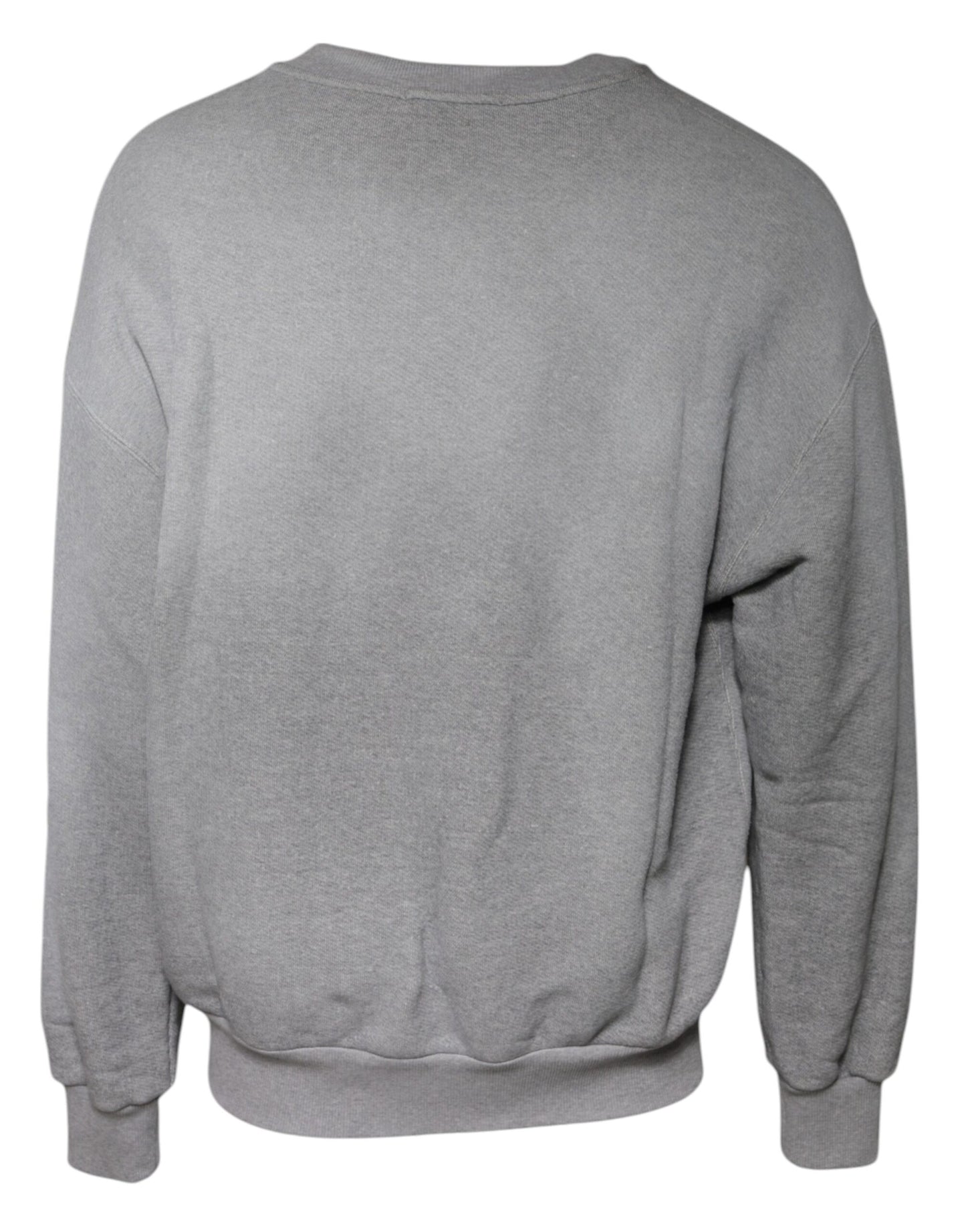 Gray Cotton Logo Crew Neck Pullover Sweater