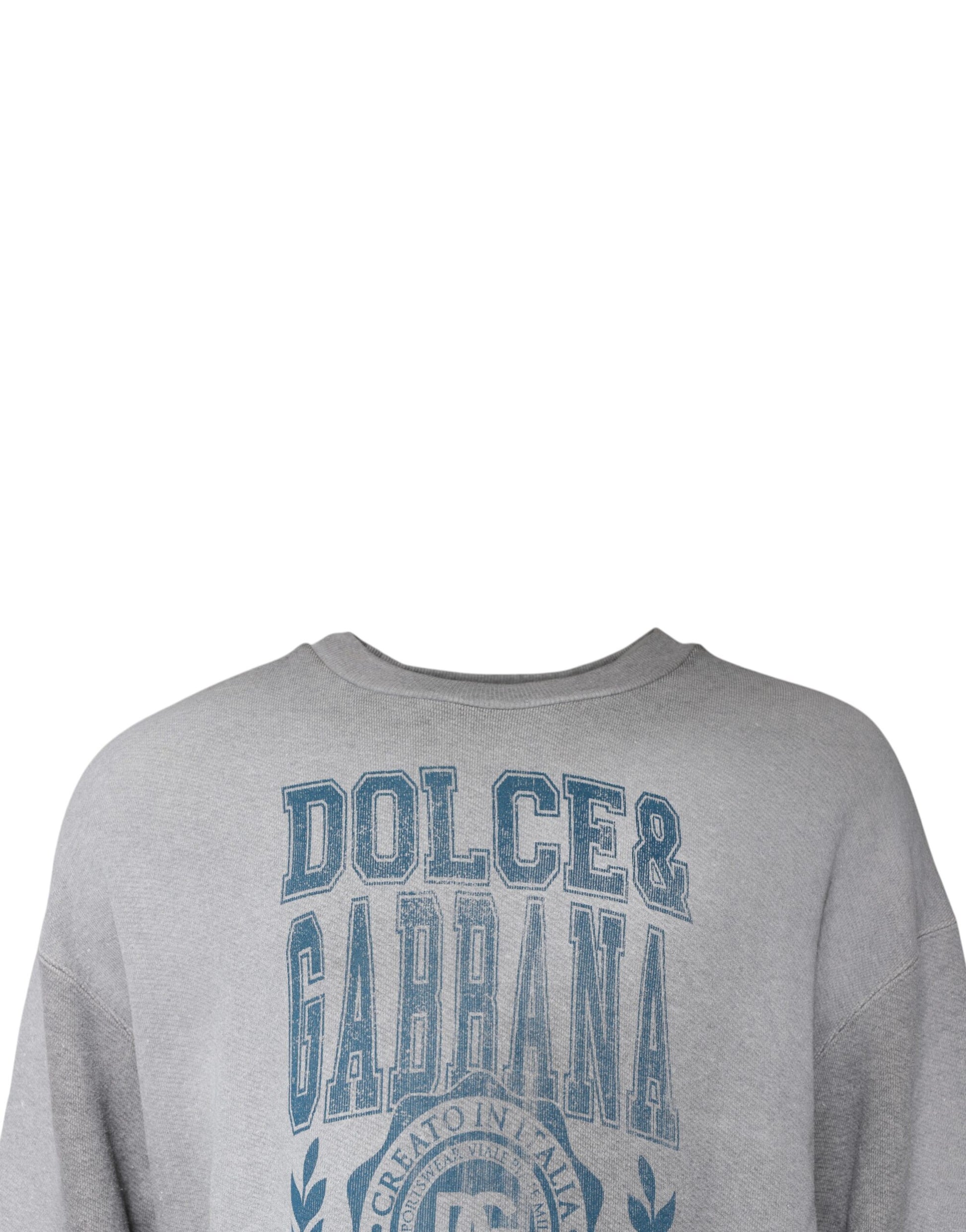 Gray Cotton Logo Crew Neck Pullover Sweater