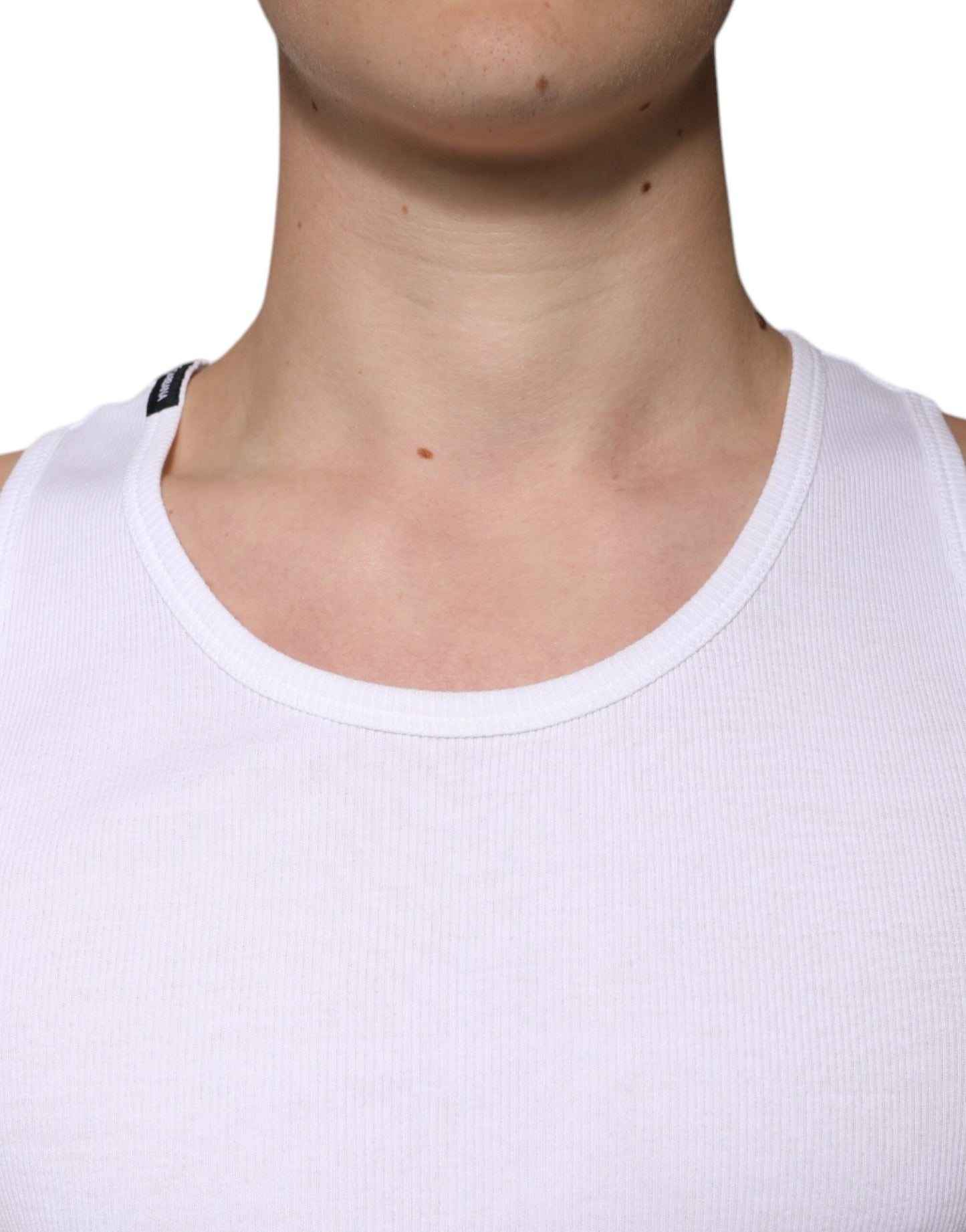 White Cotton Sleeveless Round Neck Tank T-shirt