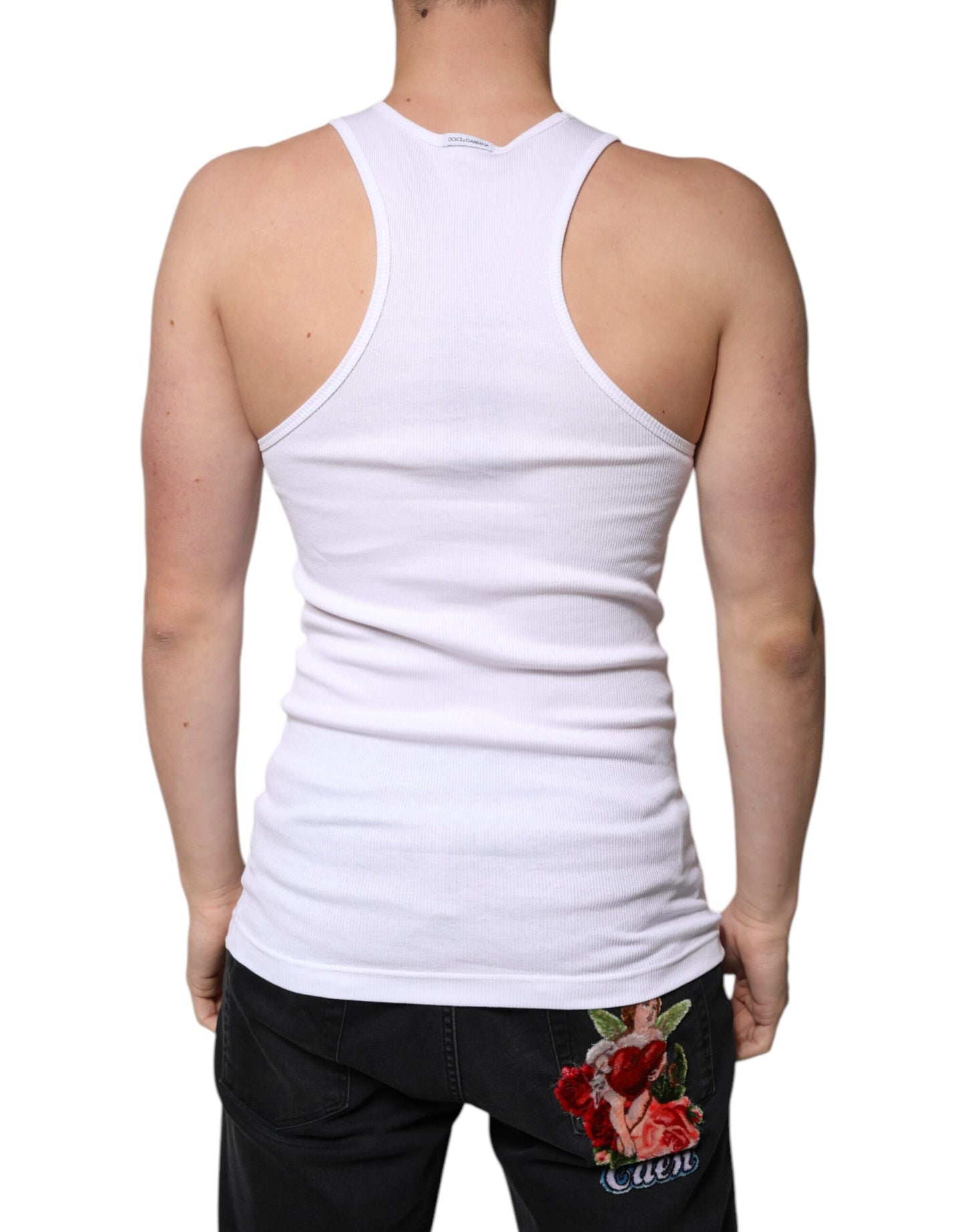 White Cotton Sleeveless Round Neck Tank T-shirt