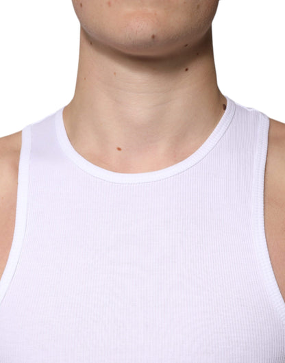 White Cotton Sleeveless Round Neck Tank T-shirt