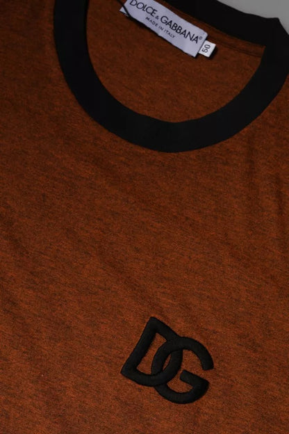 Brown DG Logo Polyester Crew Neck T-shirt