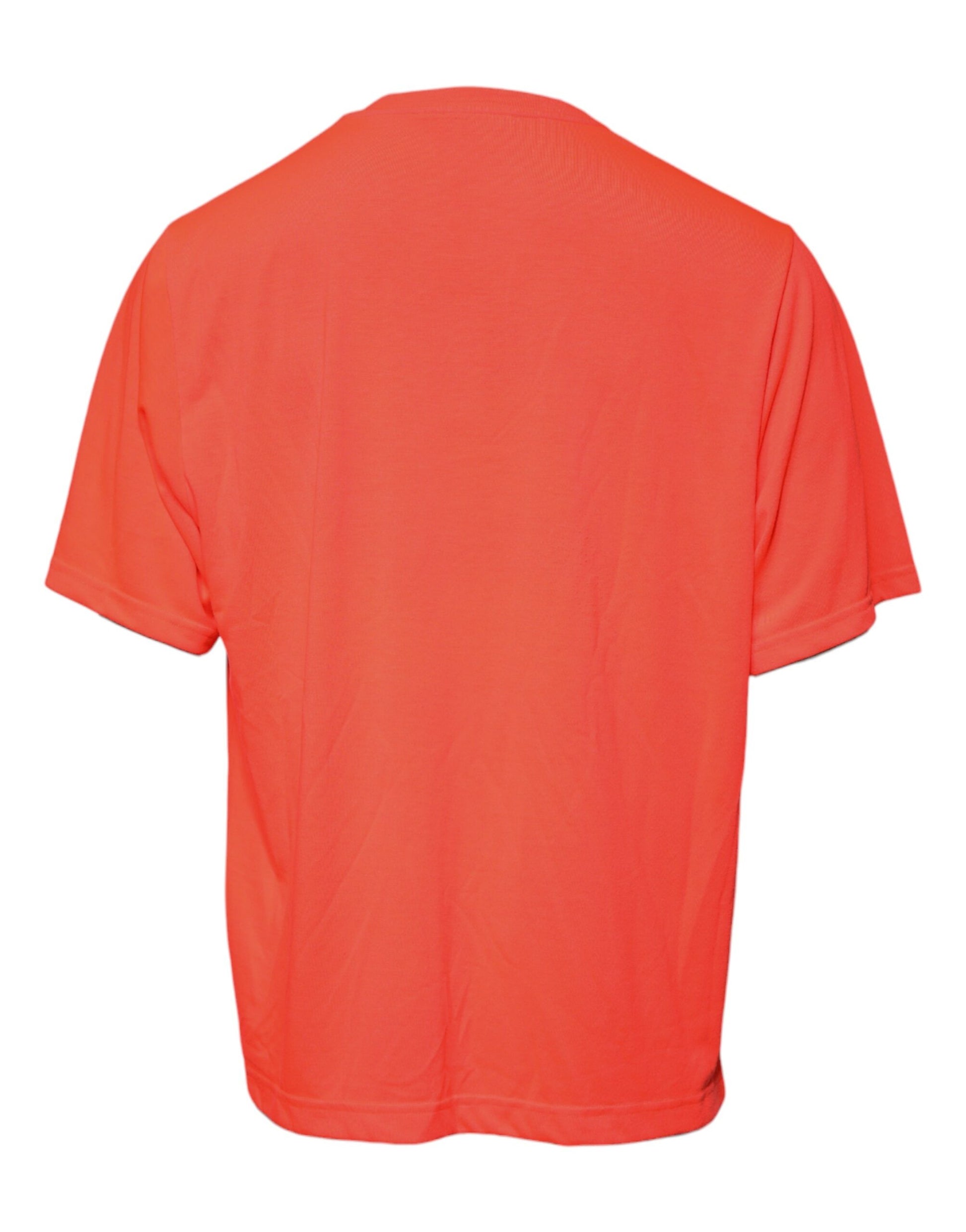 Orange Logo Polyester Crew Neck T-shirt