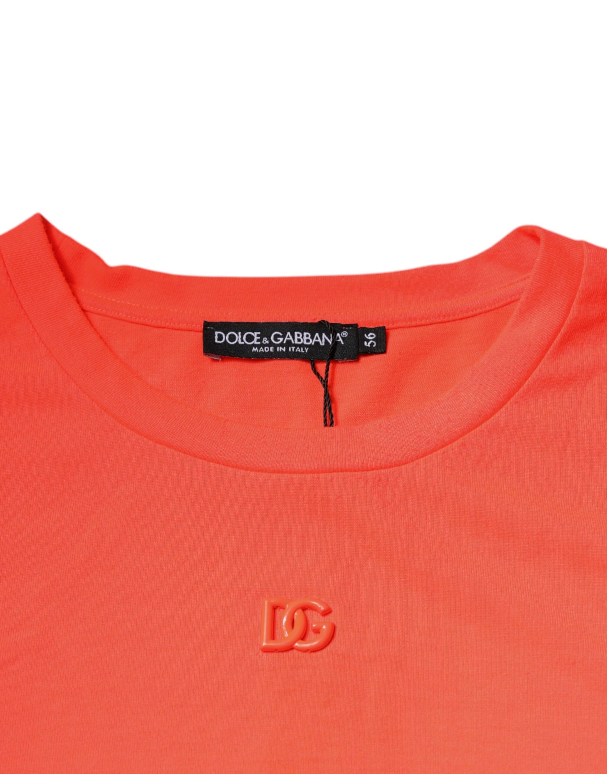 Orange Logo Polyester Crew Neck T-shirt