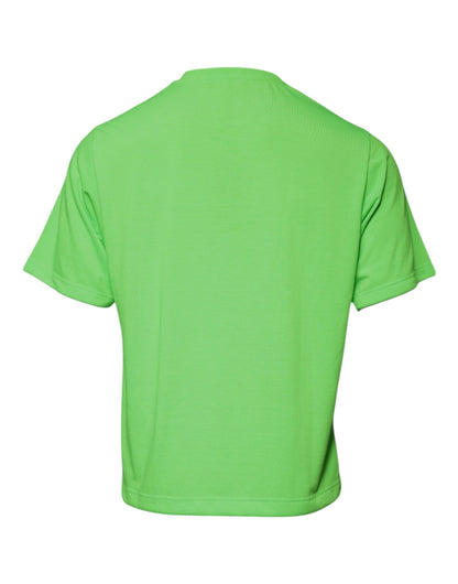 Green Logo Polyester Crew Neck T-shirt