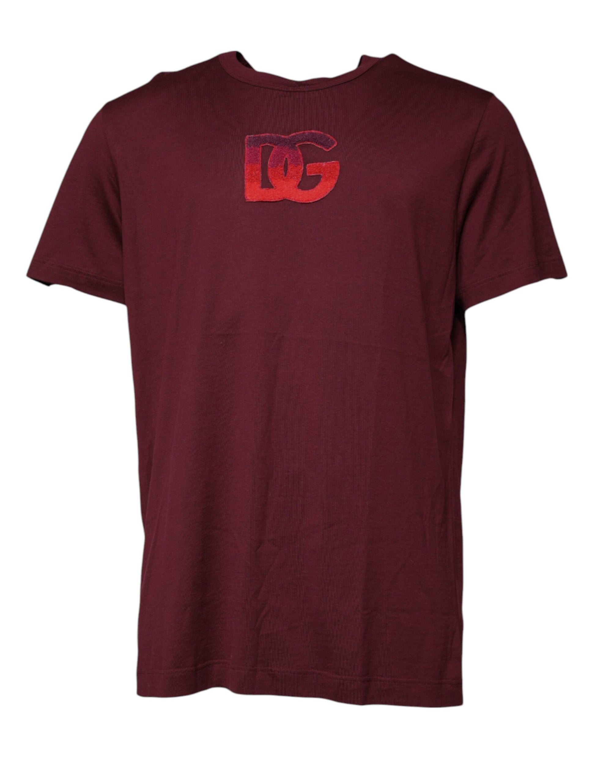 Maroon Logo Print Cotton Crew Neck T-shirt