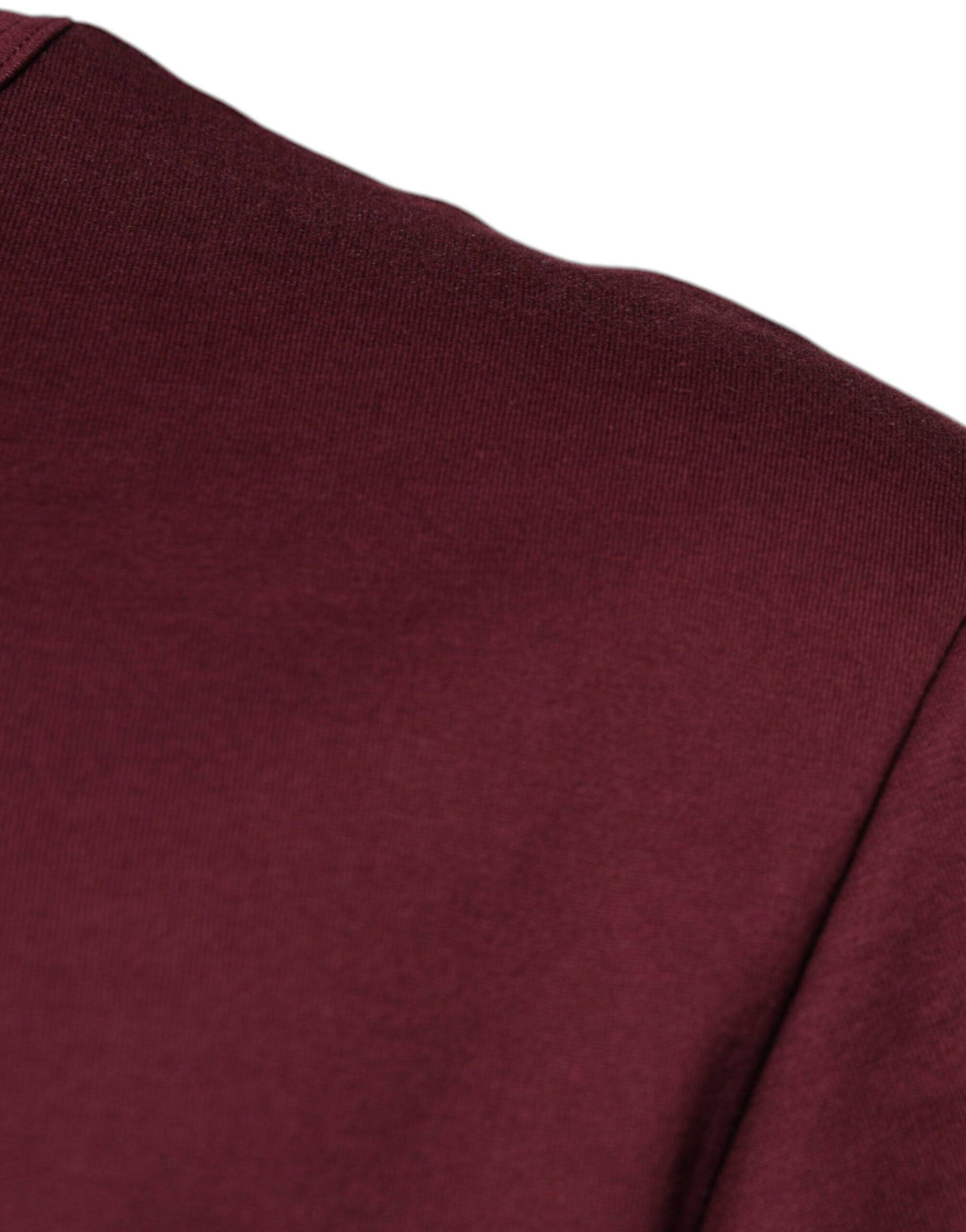 Maroon Logo Print Cotton Crew Neck T-shirt