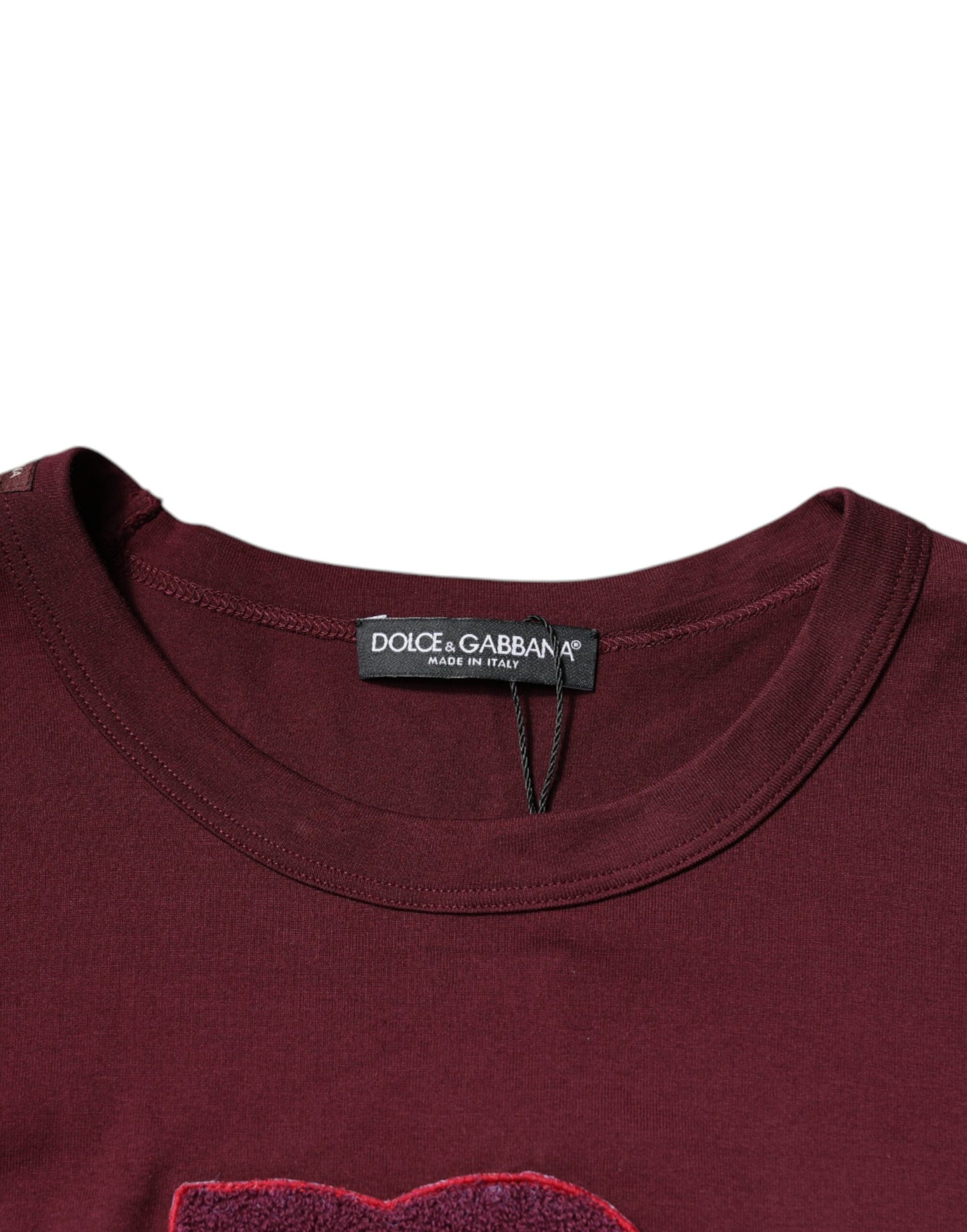 Maroon Logo Print Cotton Crew Neck T-shirt