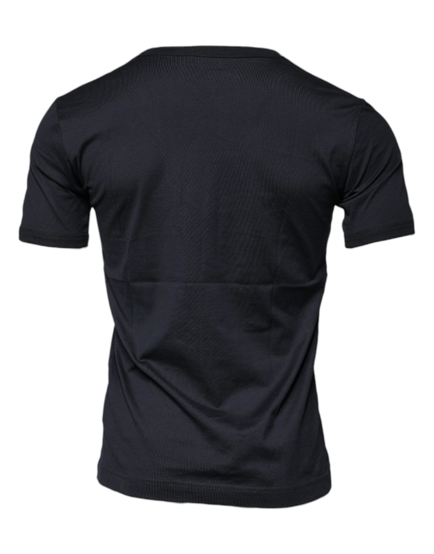 Blue Cotton Crew Neck Short Sleeves T-shirt