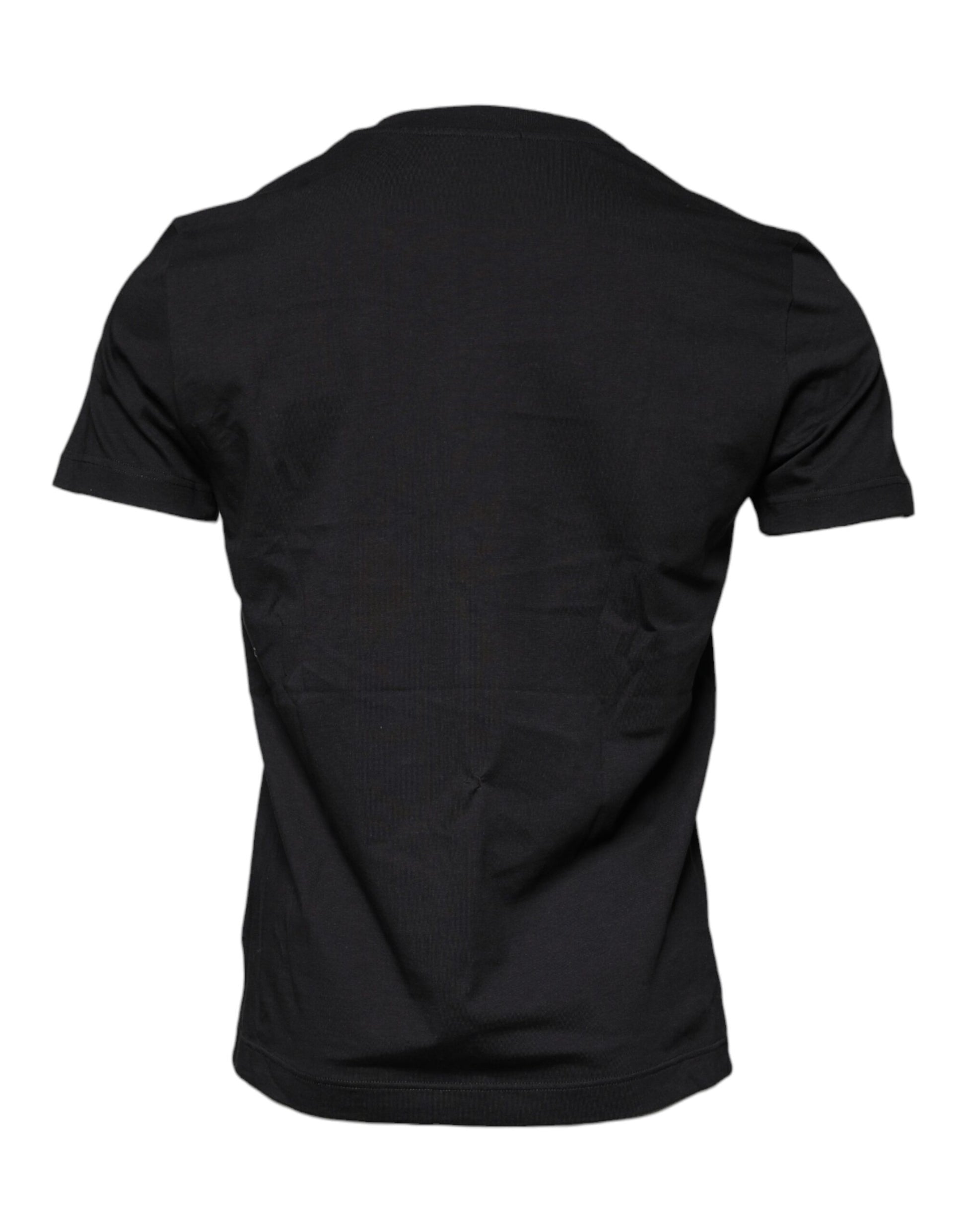 Black Cotton Crew Neck Short Sleeves T-shirt