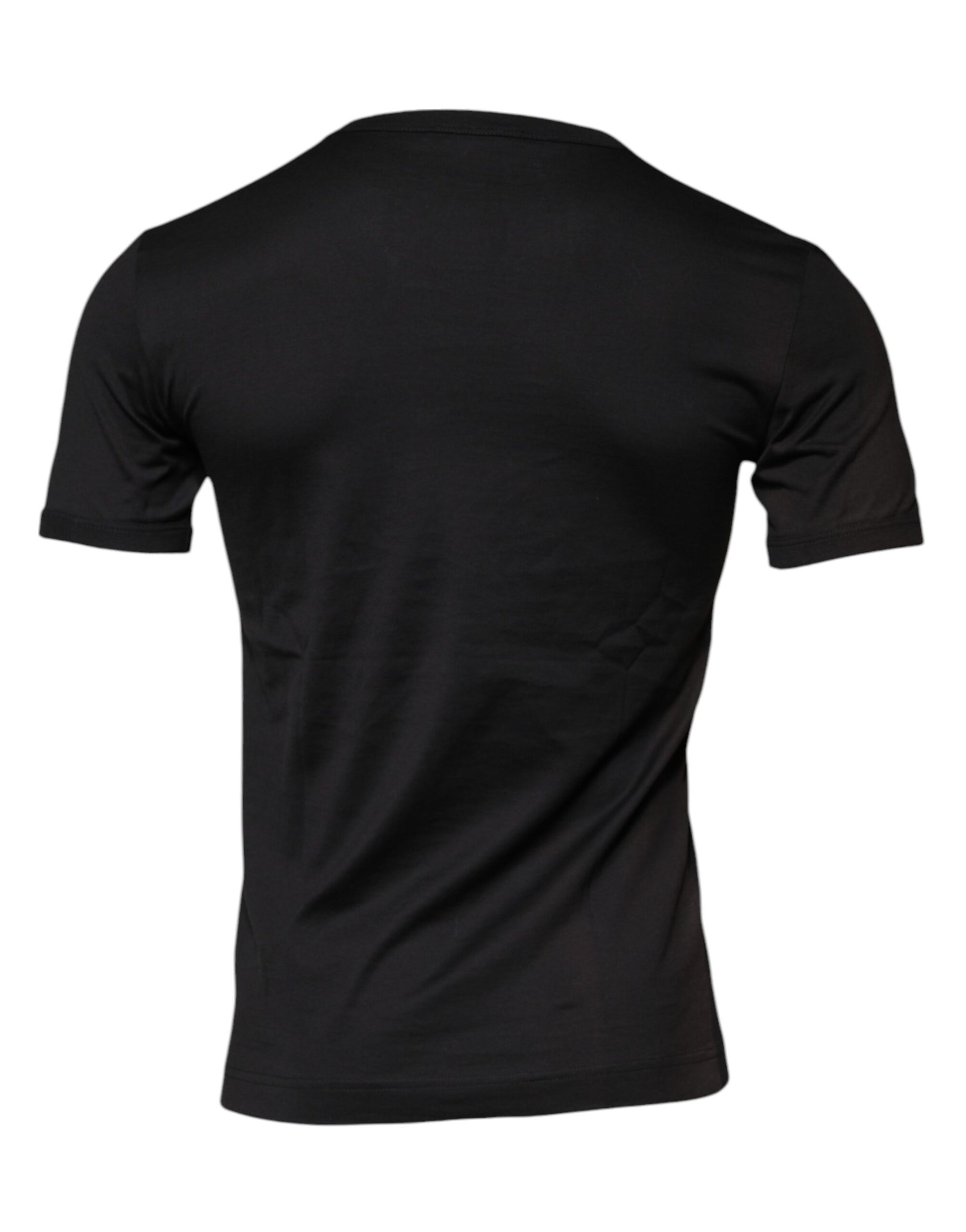 Black Cotton Crew Neck Short Sleeves T-shirt