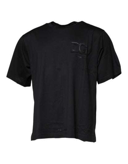 Black Logo Print Cotton Crew Neck T-shirt