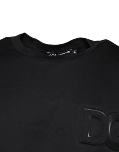 Black Logo Print Cotton Crew Neck T-shirt