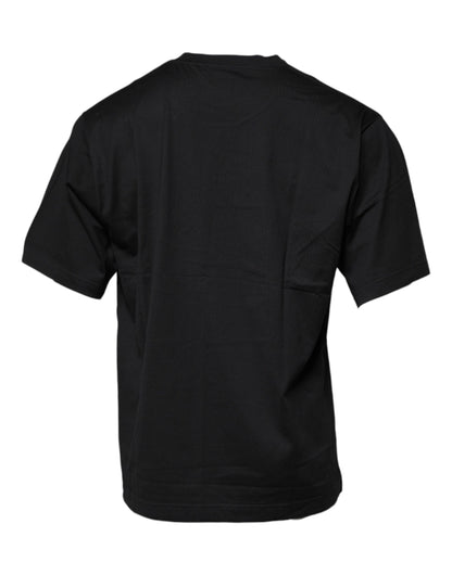 Black Logo Print Cotton Crew Neck T-shirt