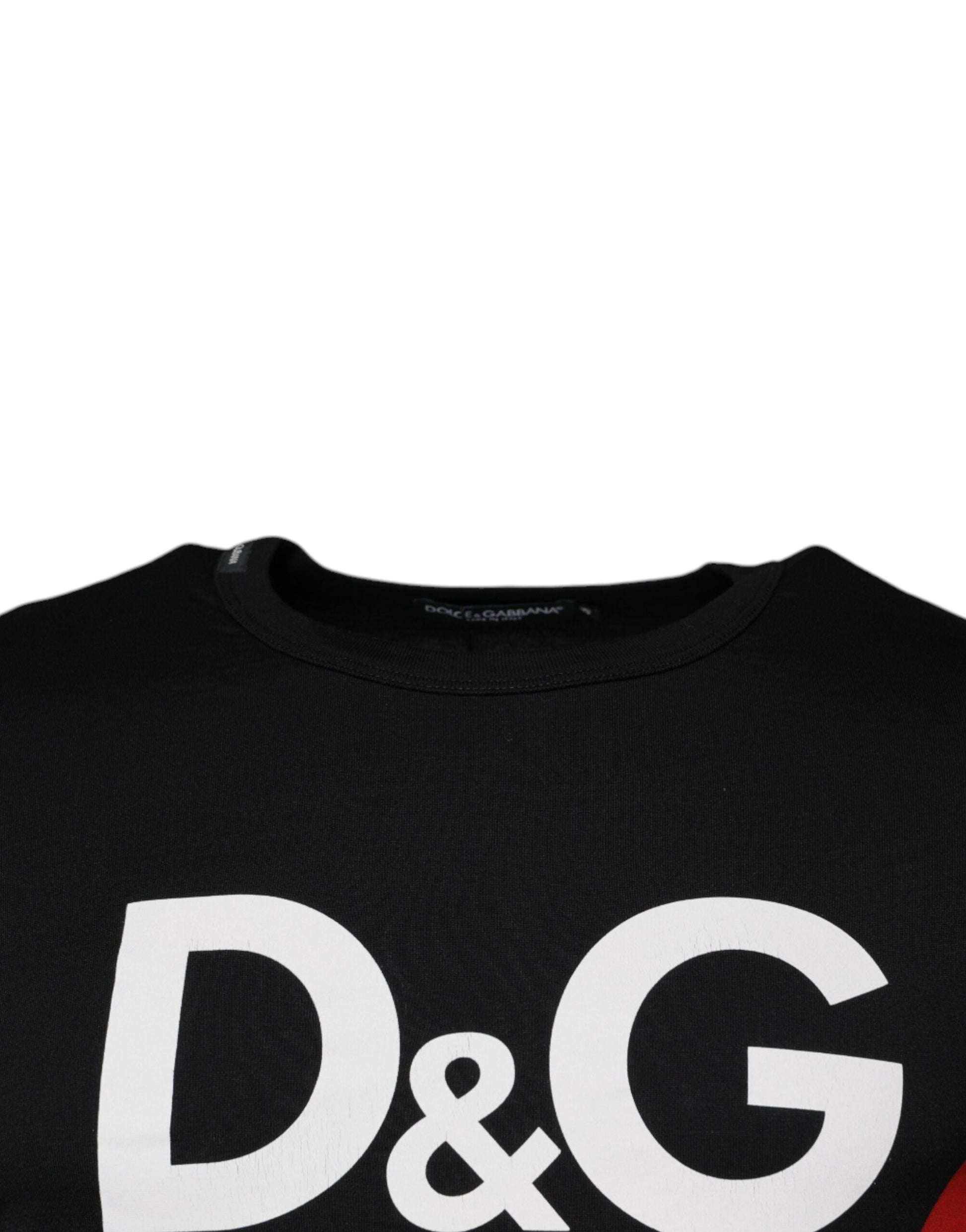 Black Graphic Print Cotton Crew Neck T-shirt