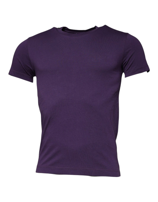 Violet Cotton Crew Neck Short Sleeve T-shirt