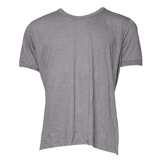 Gray Cotton Crew Neck Short Sleeves T-shirt