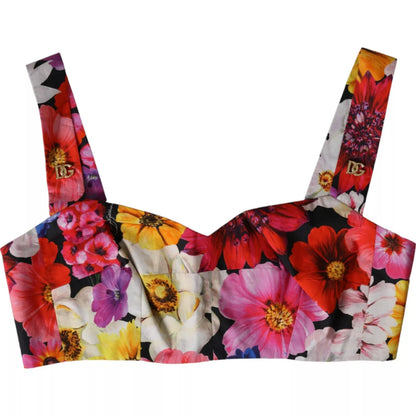 Multicolor Floral Sleeveless Bustier Crop Top