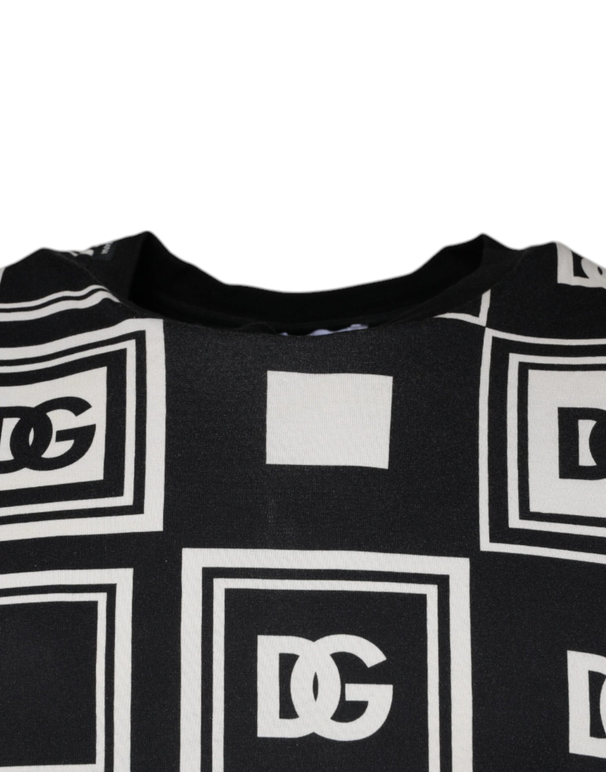 Black Logo Monogram Cotton Crew Neck T-shirt