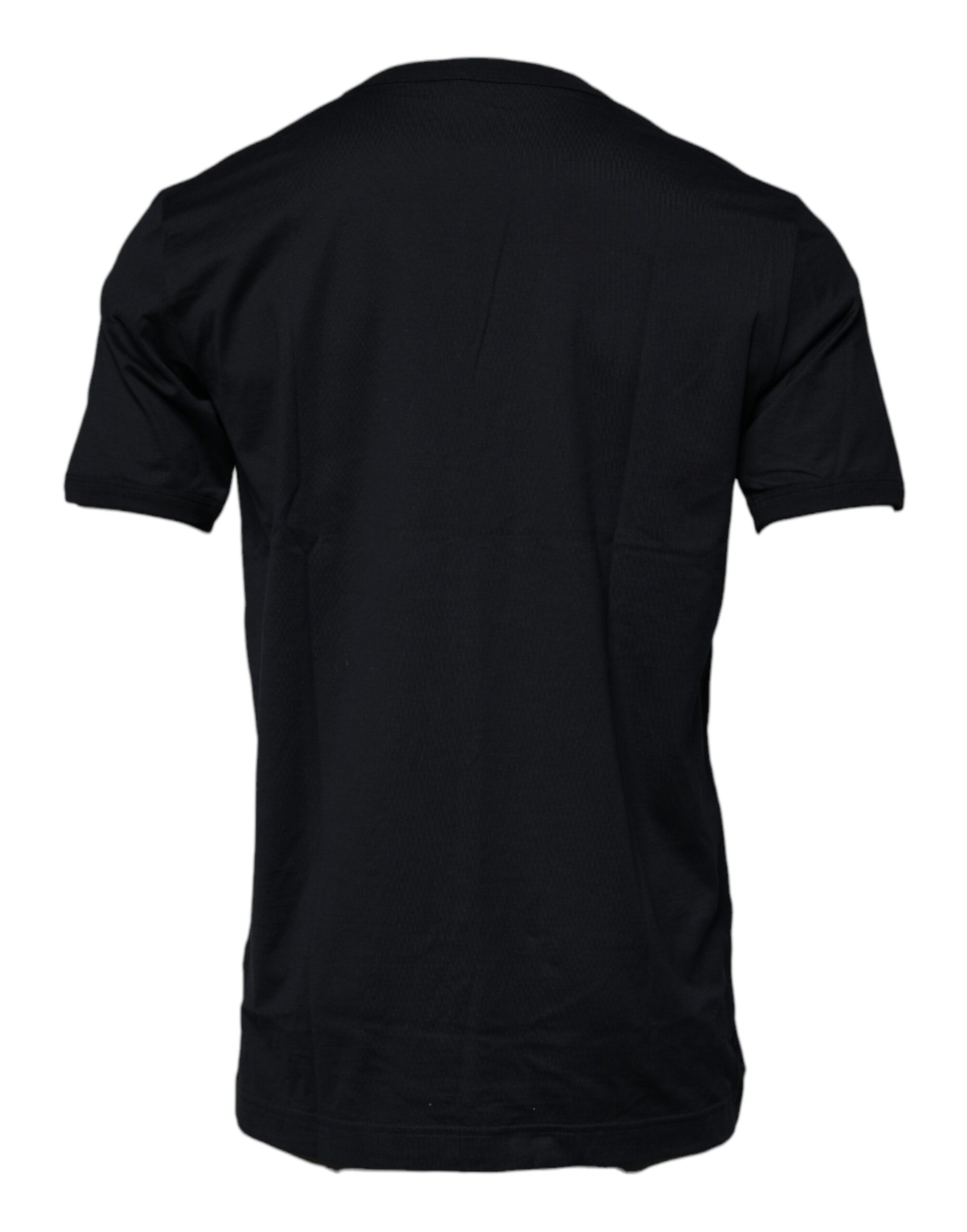 Black Cotton Crew Neck Short Sleeves T-shirt