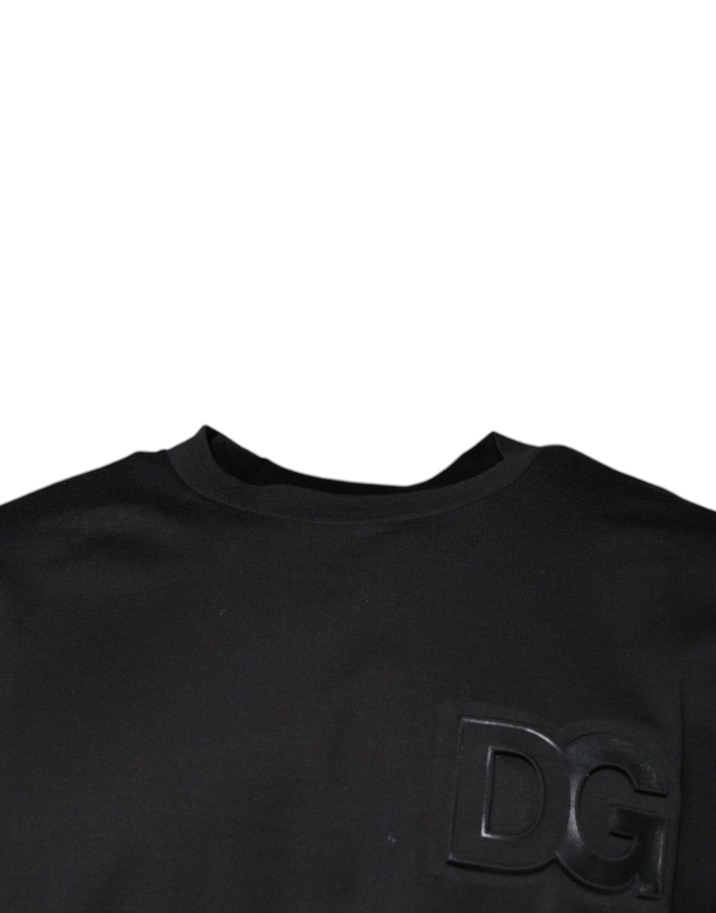 Black DG Logo Print Cotton Crew Neck T-shirt