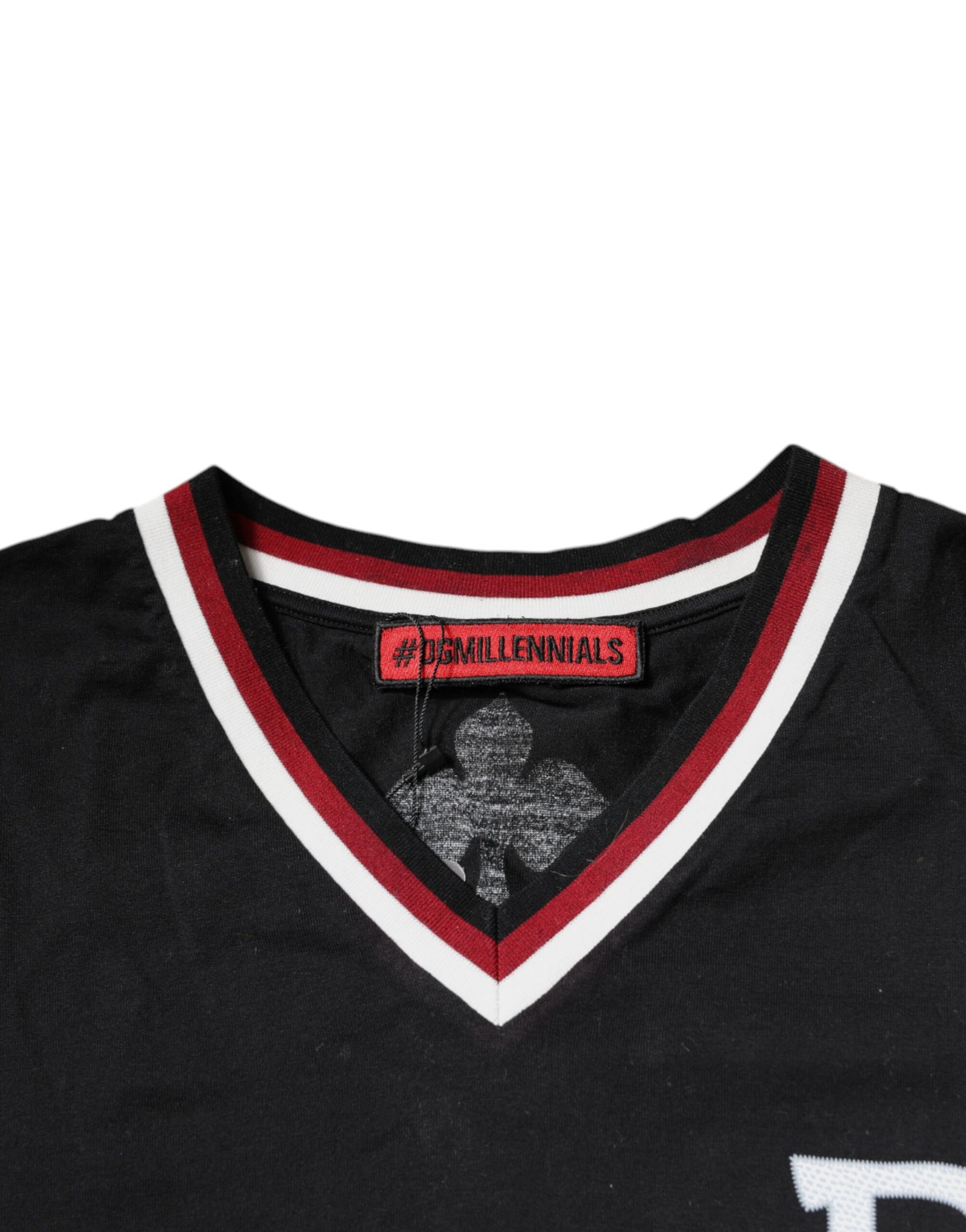 Camiseta de manga corta con cuello en V DG King negra