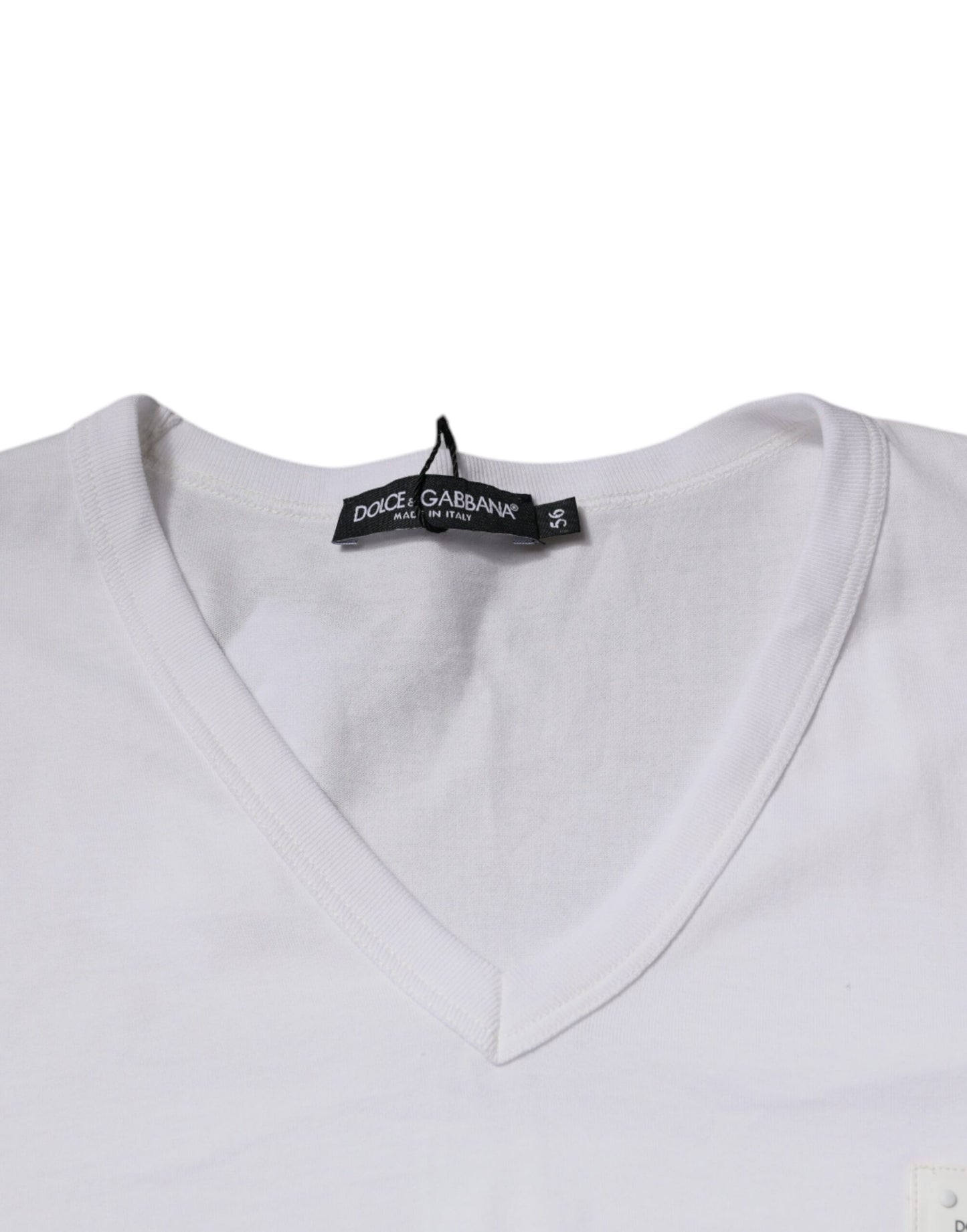 White Logo V-neck Short Sleeve T-shirt