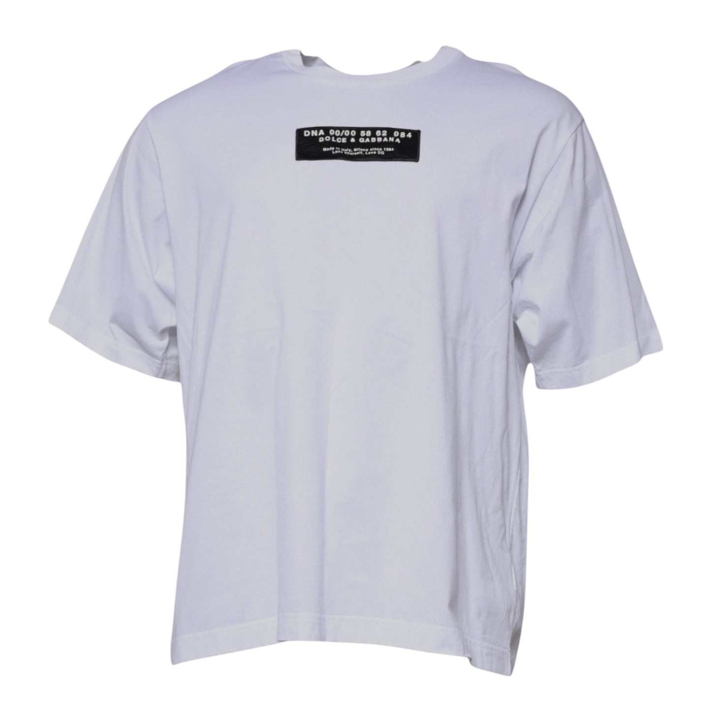 White Logo Print Cotton Crew Neck T-shirt