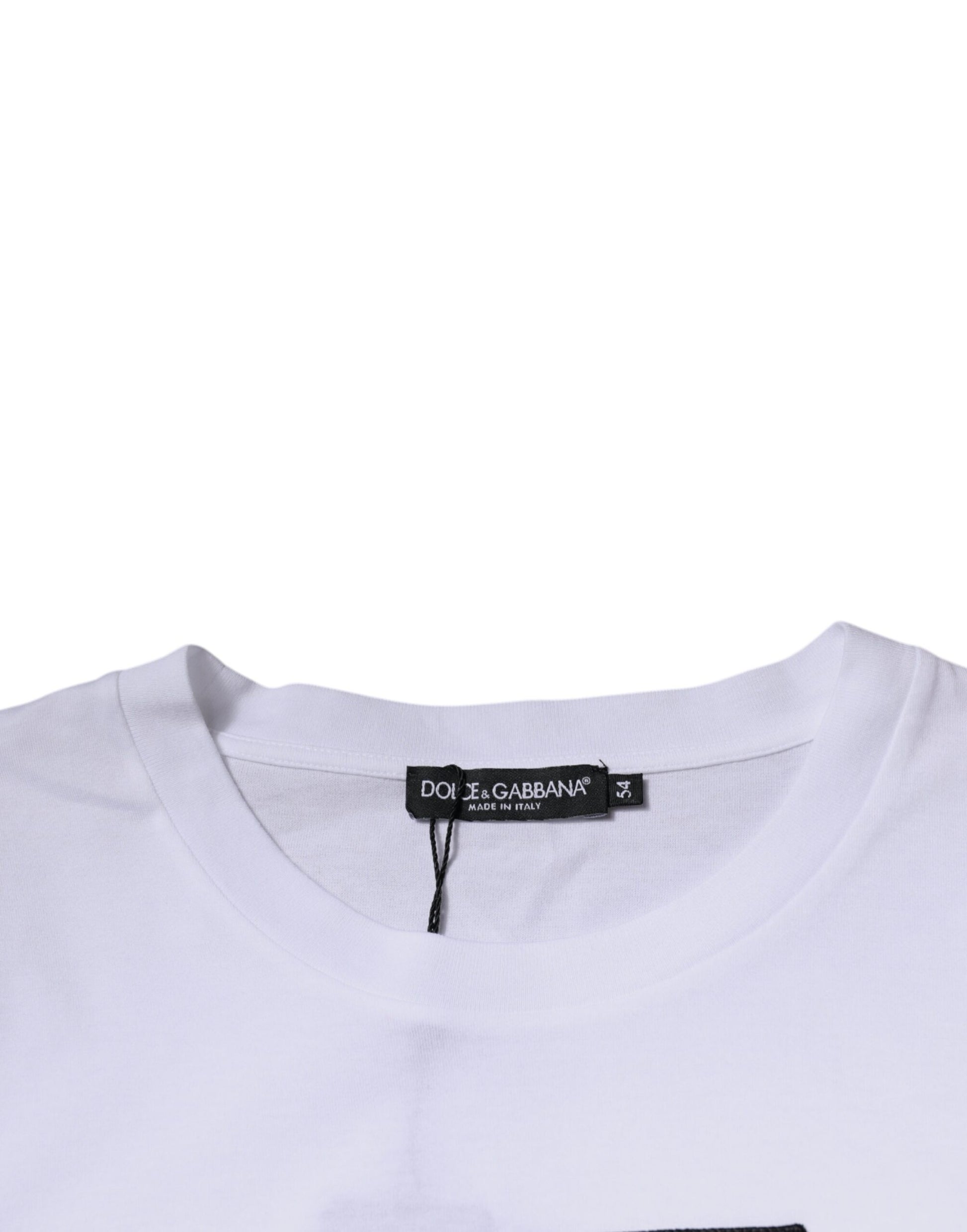 White Logo Print Cotton Crew Neck T-shirt