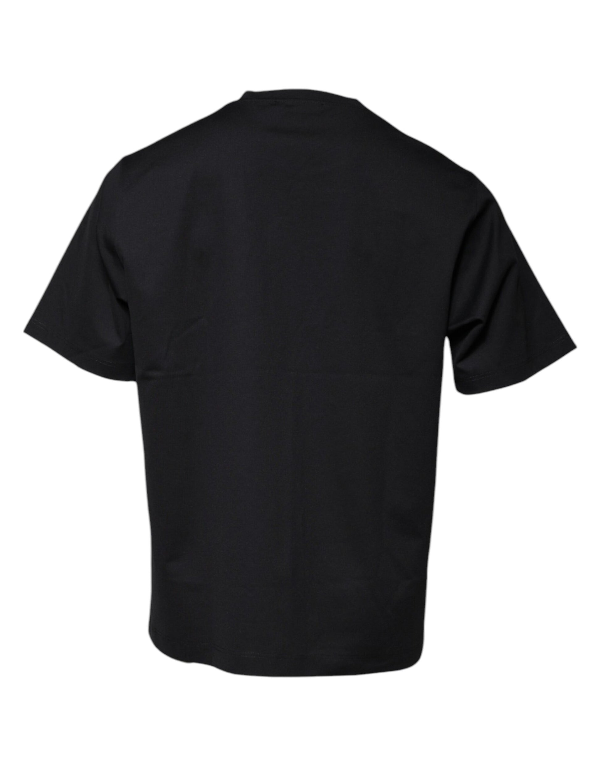 Black Logo Monogram Cotton Crew Neck T-shirt