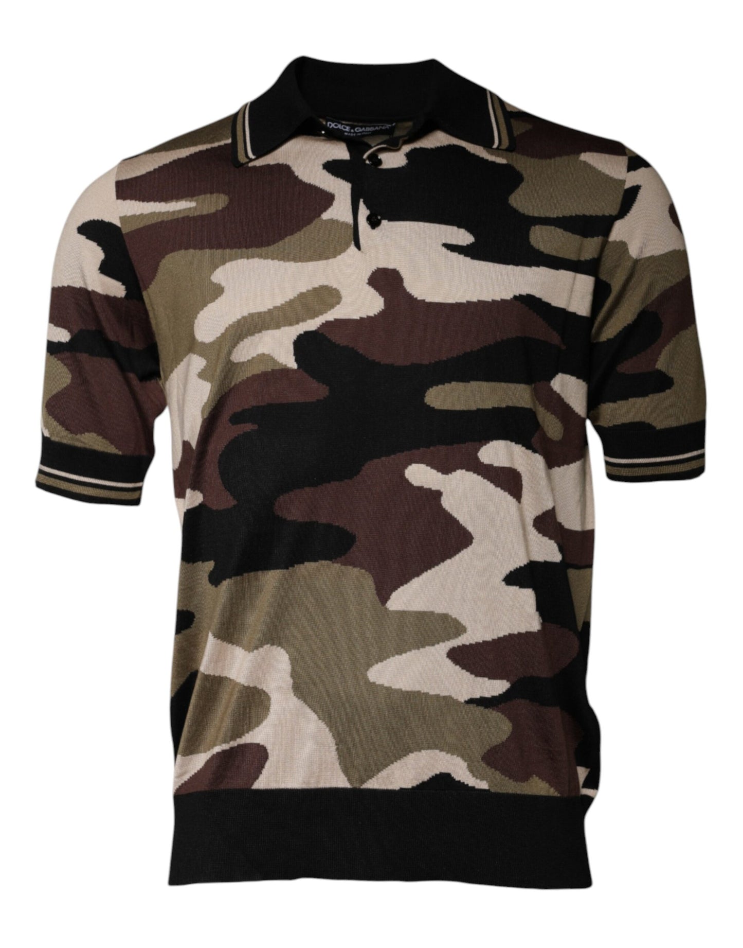 Multicolor Camouflage Collared Polo T-shirt