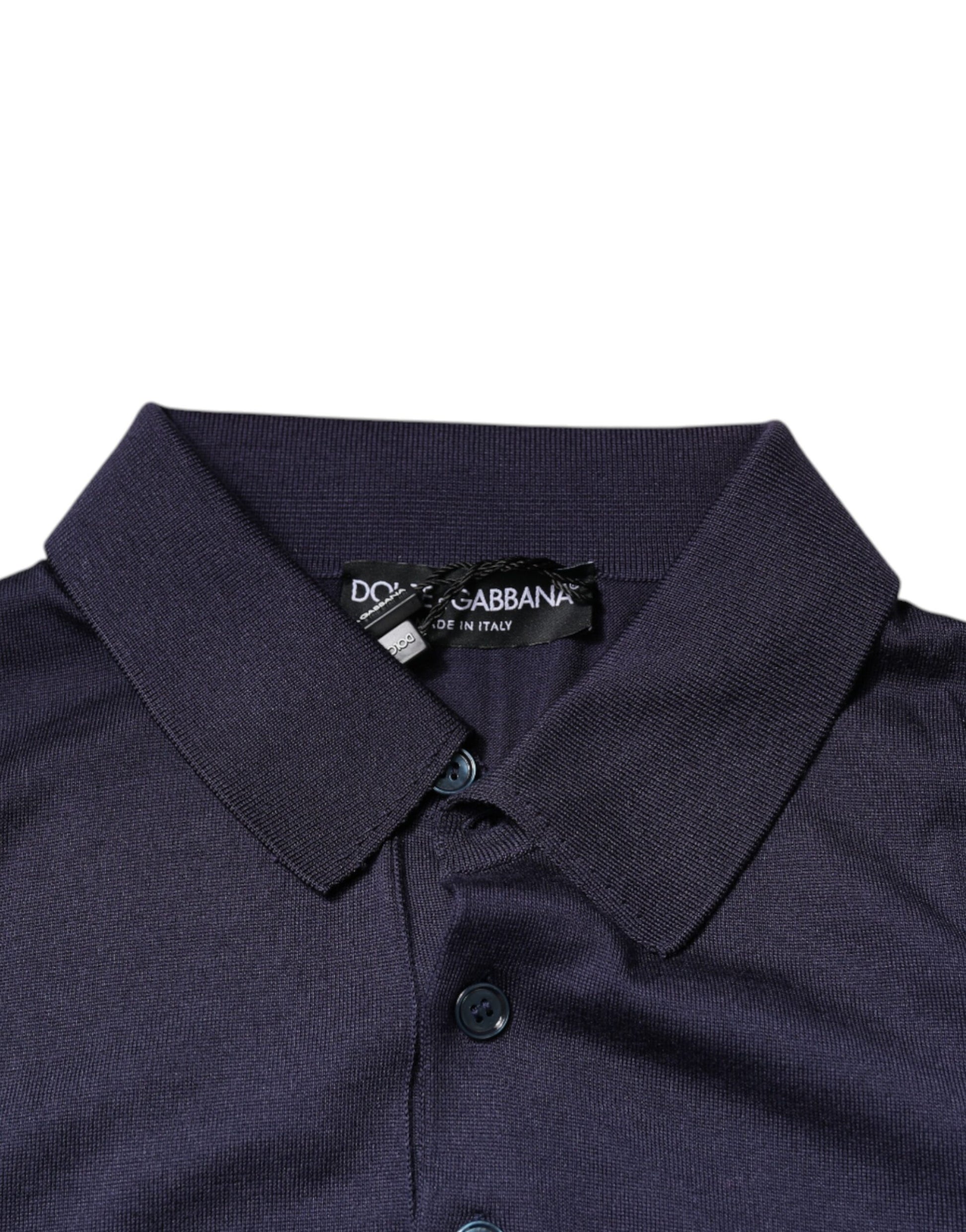 Blue Silk Collared Short Sleeves Polo T-shirt